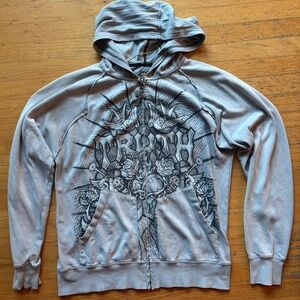 Truth Gray Zip-Up Hoodie with Graphic Design Womens Medium
